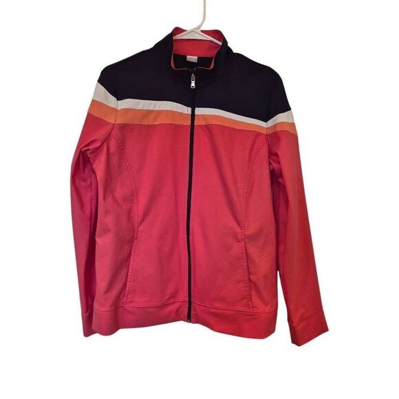 Made for Life Women's Zip Front Coral & Navy Polyester Jacket w Pockets - Picture 3 of 10
